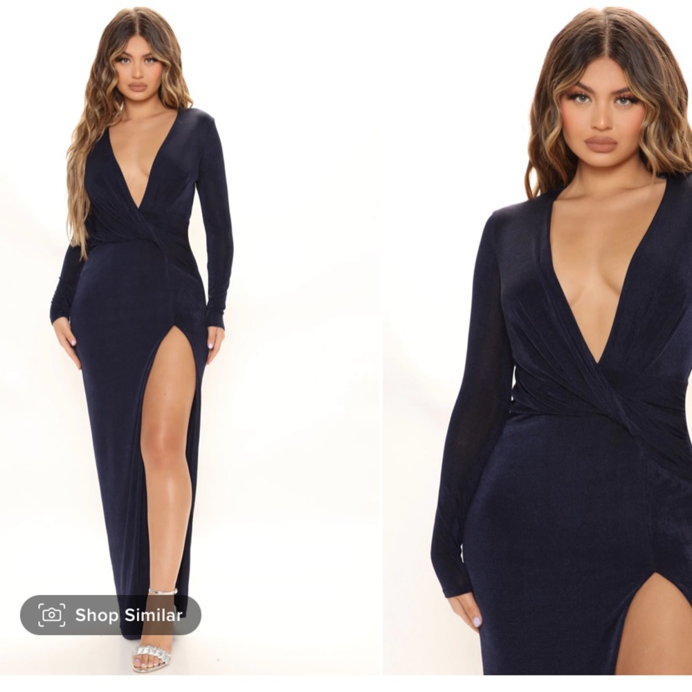 Fashion Nova high slit dress.